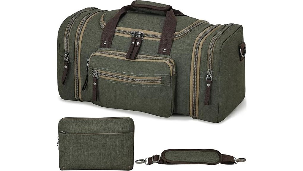 green expandable polyester duffle