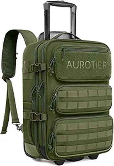 green tactical rolling backpack