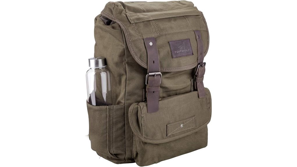 green waxed canvas backpack