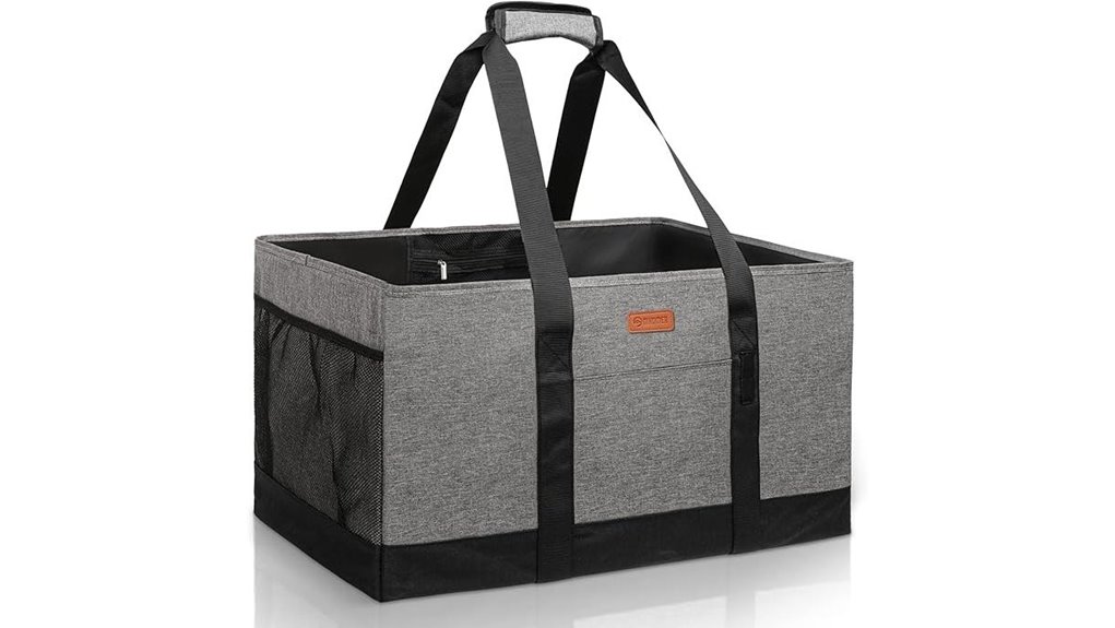 Best Foldable Tote Bags with Reinforced Bottoms (Market Runs) 14 grey reusable waterproof tote