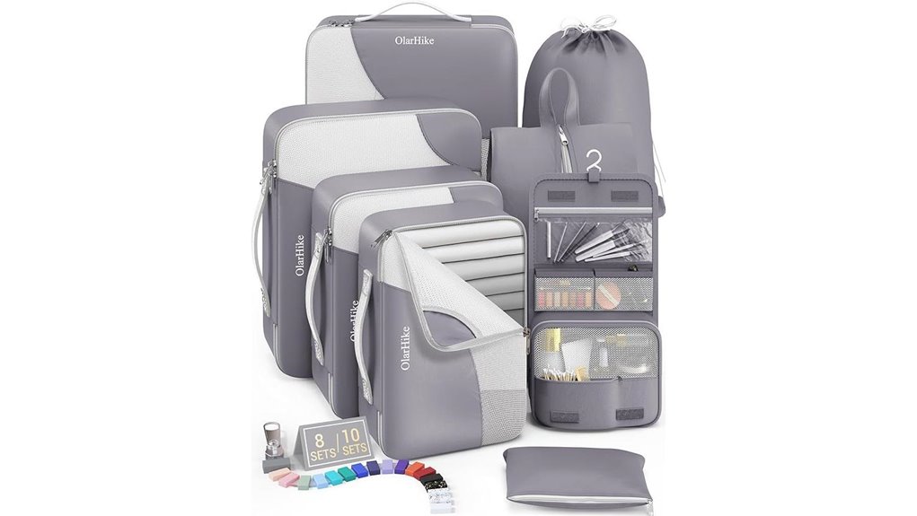 Packing Cube Sets Ideal for 40L Backpacks: Long, Narrow Cubes 11 grey travel packing cubes