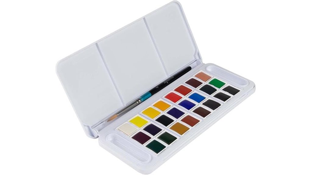 Best Watercolor Travel Sets (Pan Paints) for Artists on the Go 10 half pan 25 piece assorted colors