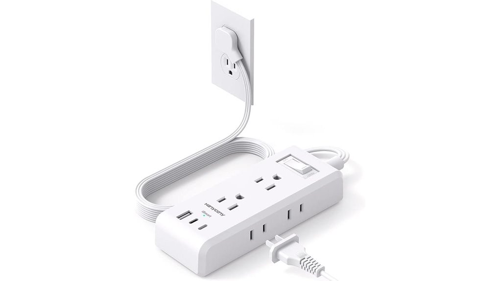 Travel-Friendly Flat‑Plug Extension Cords for On‑The‑Go Power 5 hanycony ultra thin 6 outlet