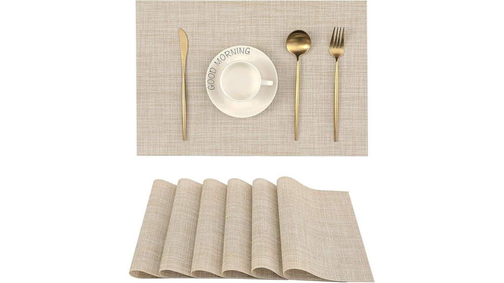Stylish Placemat Set (Wipeable) That Keeps Dining Spaces Fresh 12 heat resistant beige placemats set