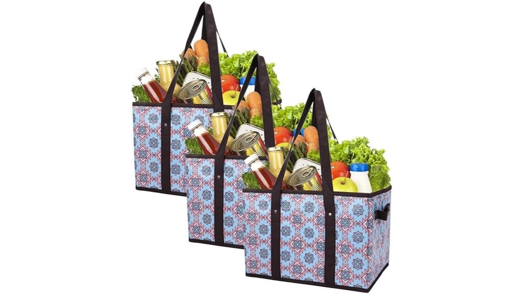 Best Foldable Tote Bags with Reinforced Bottoms (Market Runs) 3 heavy duty collapsible grocery tote