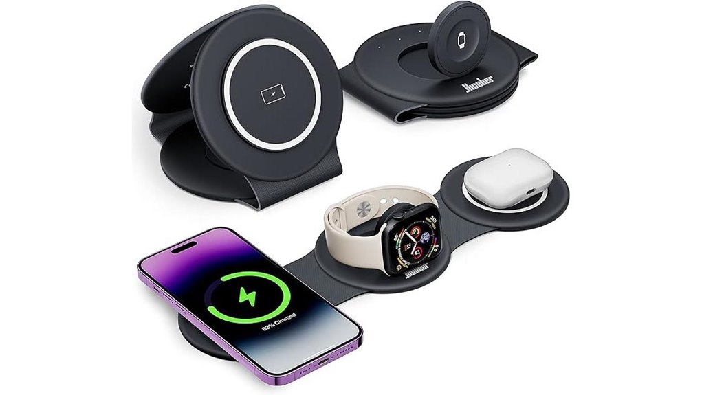 Compact Multi-Device Charging Docks With One Outlet Travelers 5 hicober apple 3 in 1 charger