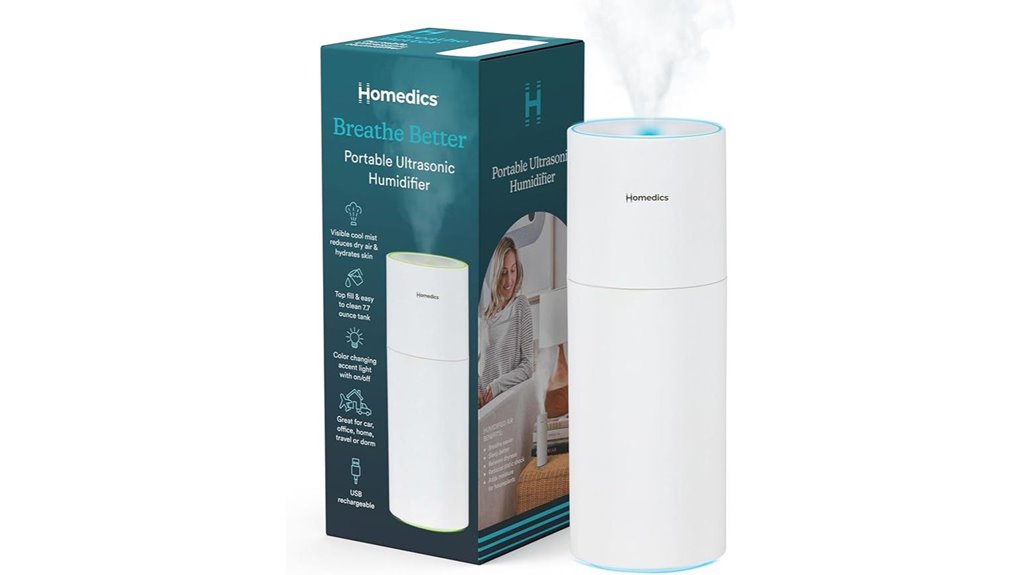 homedics portable color changing humidifier