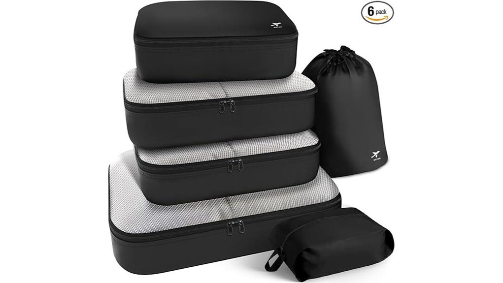 Set-Matching Luggage Organizers for Popular Suitcase Sizes 9 hotor 6 pack black cubes