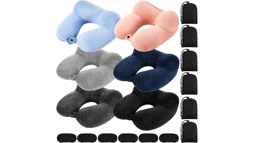 Travel Neck Pillows for Window Seats (Support Without Bulk) 3 inflatable 6 piece travel pillow