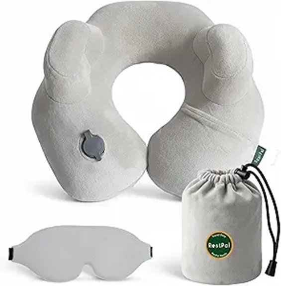Travel Neck Pillows That Fit Tight Middle Seats and Elbows 3 inflatable memory foam pillow