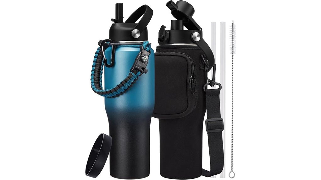 Best Water Bottles for Travel That Fit Car Cup Holders 11 insulated 32oz paracord bottle