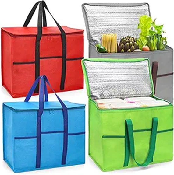 Best Insulated Grocery Tote (folding) to Keep Your Food Fresh 13 insulated grocery bags 4 pack