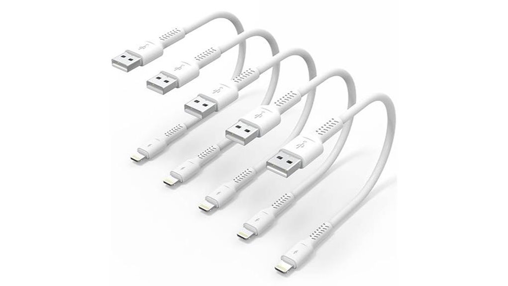Short Charging Cables for Airports (No Cable Sprawl) On-the-Go 12 iphone lightning 0 5ft pack