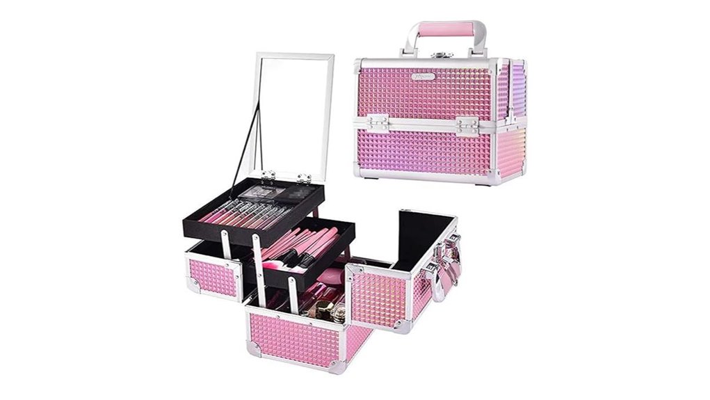 Top Spillproof Travel Makeup Palettes (Hard Cases) That No Leak 15 joligrace mirrored train makeup