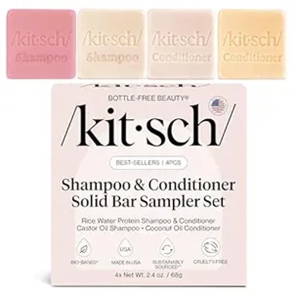 Solid Conditioner Bars Slip & Detangle Curly Hair on the Go 5 kitsch rice castor coconut sampler set