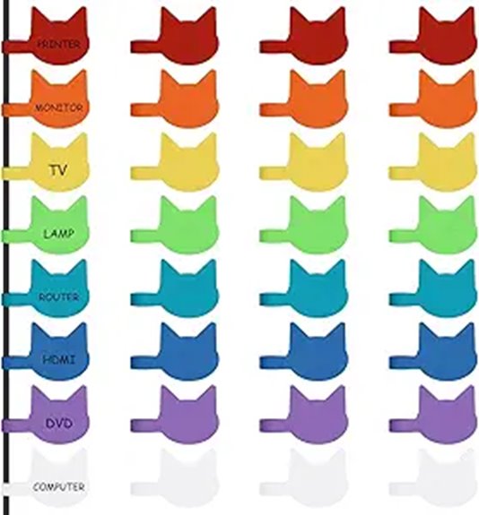 Reusable Cable Labels for Travel Kits (Color-Coded) Stay Tidy 10 kitty head cord labels