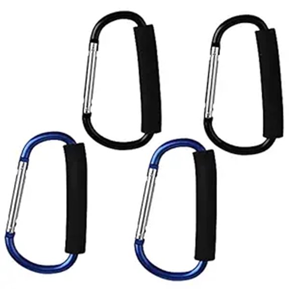Best Carabiner grocery bag handle hook for Easy Shopping 12 large 5 5 black blue hooks
