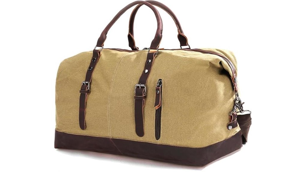 Canvas Weekender Bags That Turn Every Escape Into a Story 8 large khaki overnight duffle