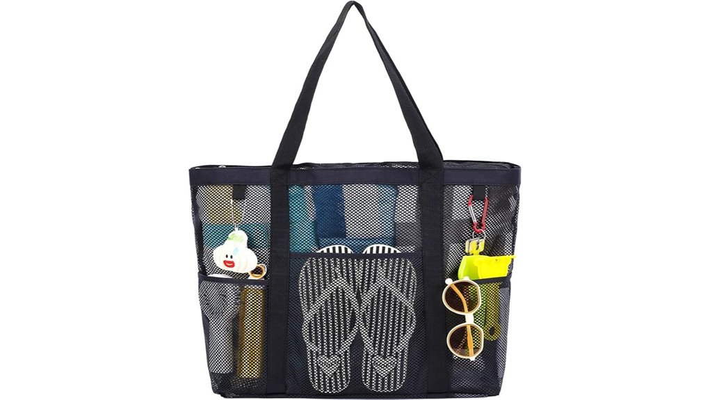 large mesh zippered tote