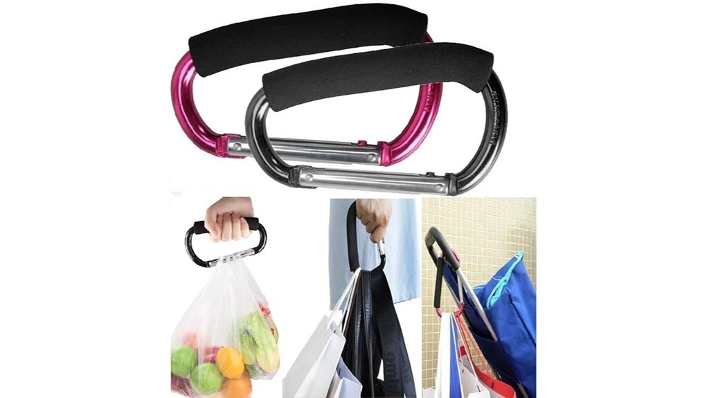 Best Carabiner grocery bag handle hook for Easy Shopping 10 large stroller hook organizer