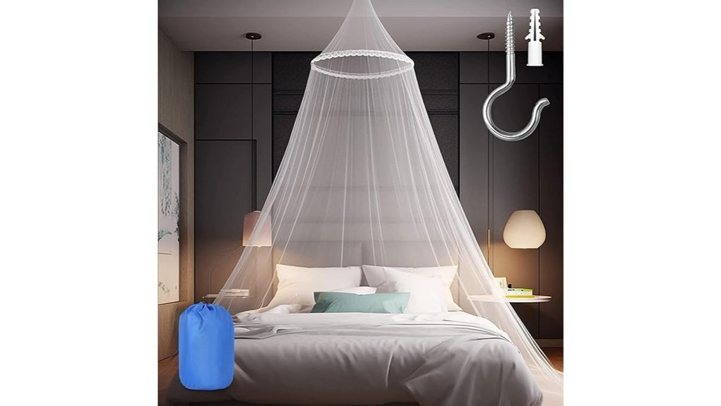 large white bed net