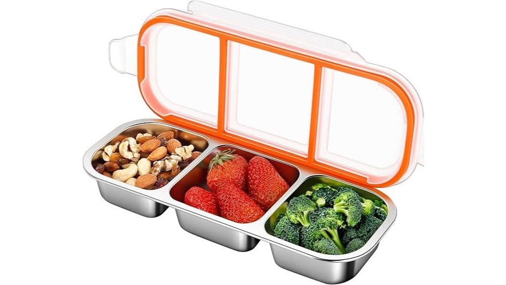 Best Bento Snack Boxes for Train Travel That Keep Food Fresh 6 leak proof stainless triple compartment box