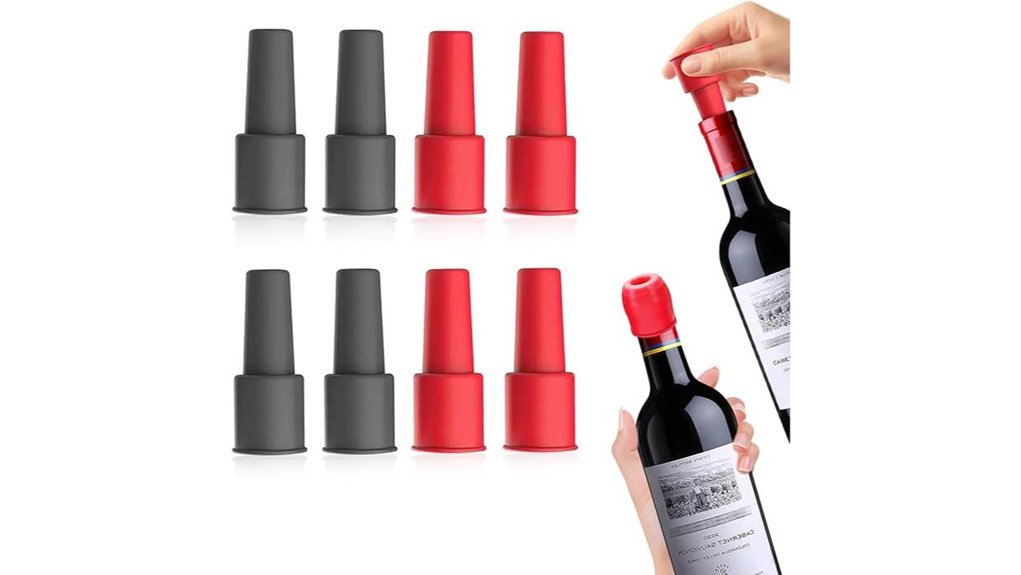 leakproof 8 pack silicone wine stoppers