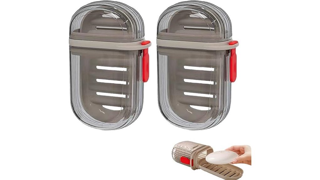 Travel Soap Containers With Removable Drip Trays Keep Clean 4 leakproof portable soap tray