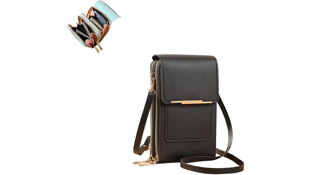 leather anti theft crossbody wallet