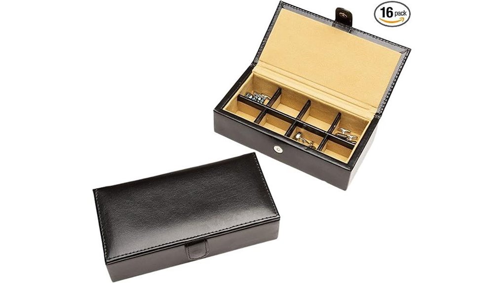 leather cufflinks travel box