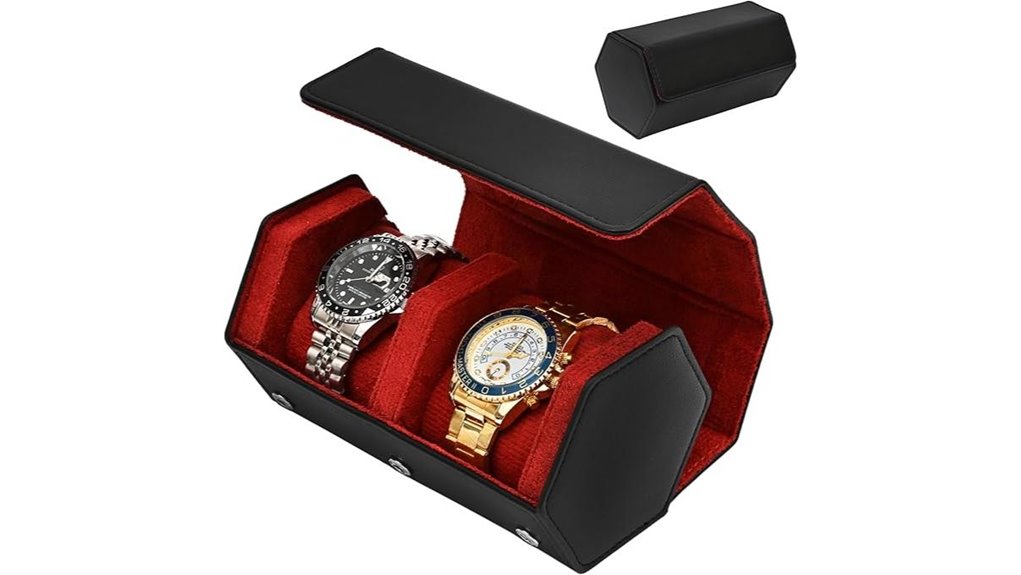 leather dual watch roll
