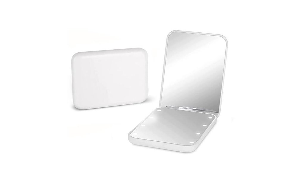 Compact Mirror with LED Ring (Pocket) for On-the-Go Glow 4 led foldable pocket mirror