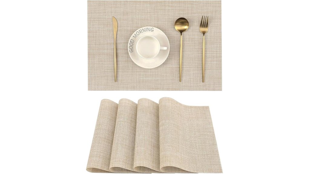 Stylish Placemat Set (Wipeable) That Keeps Dining Spaces Fresh 5 leetaltree beige heat resistant placemats