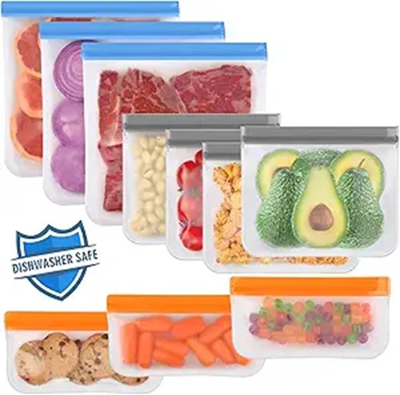 Food Storage Bags (Silicone vs Ziplock Alternatives) Top Pick 3 lerine 10 pack reusable bags