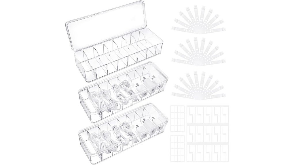 Compact Cable Organizers with Labeled Slots (No Tangles) 7 lidded labeled cable organizer