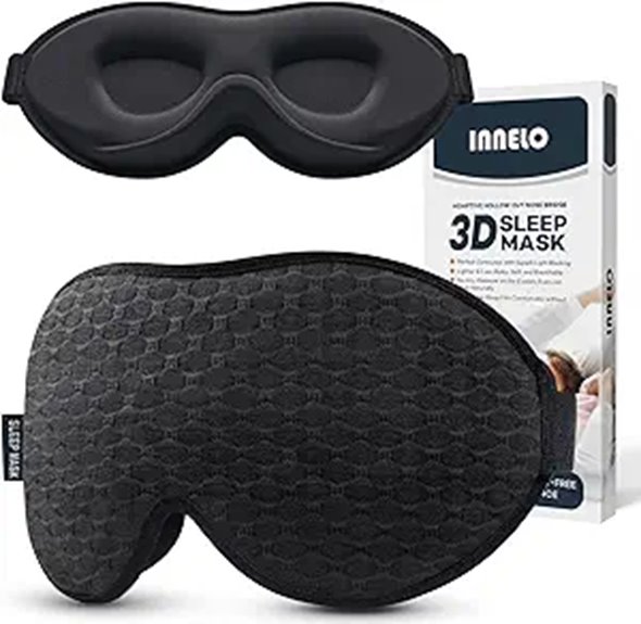 Sleep Masks with Contoured Eye Cups (No Pressure) Calm Nights 1 light blocking side sleeper mask