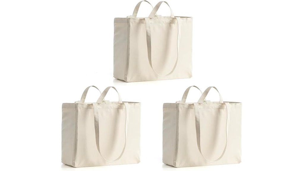 Best Foldable Tote Bags with Reinforced Bottoms (Market Runs) 15 linice canvas tote 3 pack