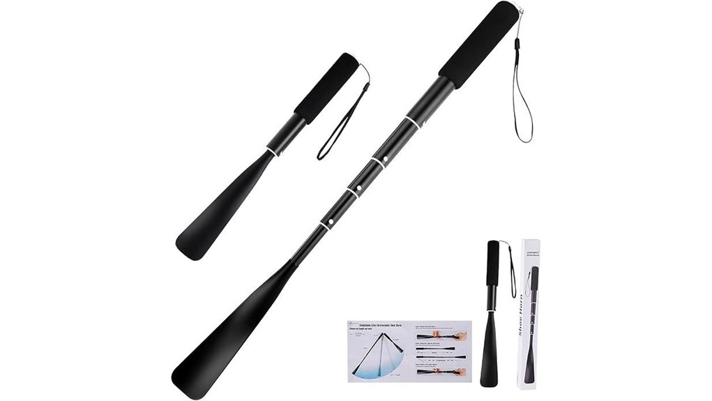 Collapsible, Sturdy Travel Shoe Horns for Comfortable Steps 3 long retractable aluminum horn
