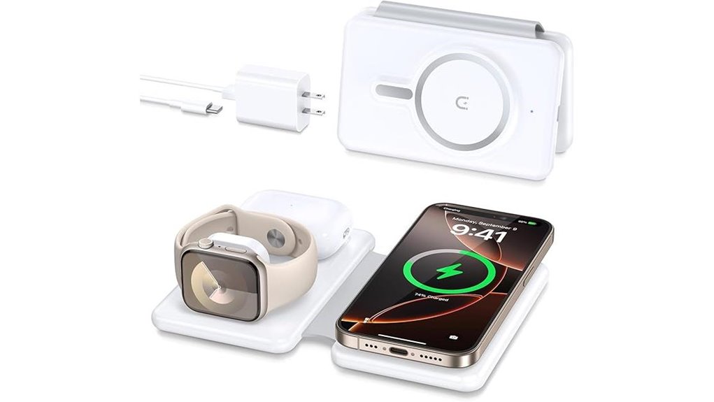 Best 3-in-1 travel wireless charger (phone/watch/earbuds) 15 magnetic 3 in 1 travel charger