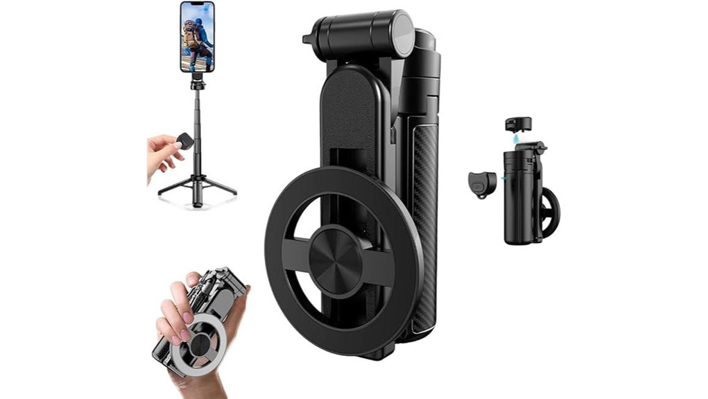 Best Pocket Selfie Sticks With Sturdy Hinges for Tripods 7 magnetic 4 in 1 selfie stick