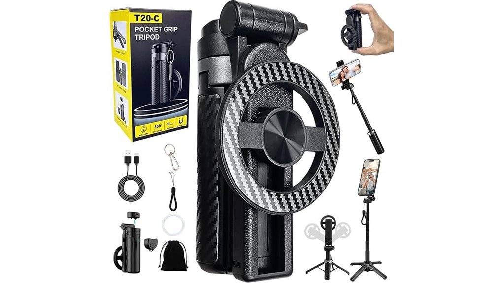 Best Pocket Selfie Sticks With Sturdy Hinges for Tripods 2 magnetic 4 in 1 selfie tripod