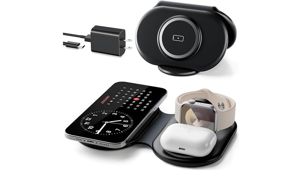 Compact Multi-Device Charging Docks With One Outlet Travelers 4 magsafe 3 in 1 device charger