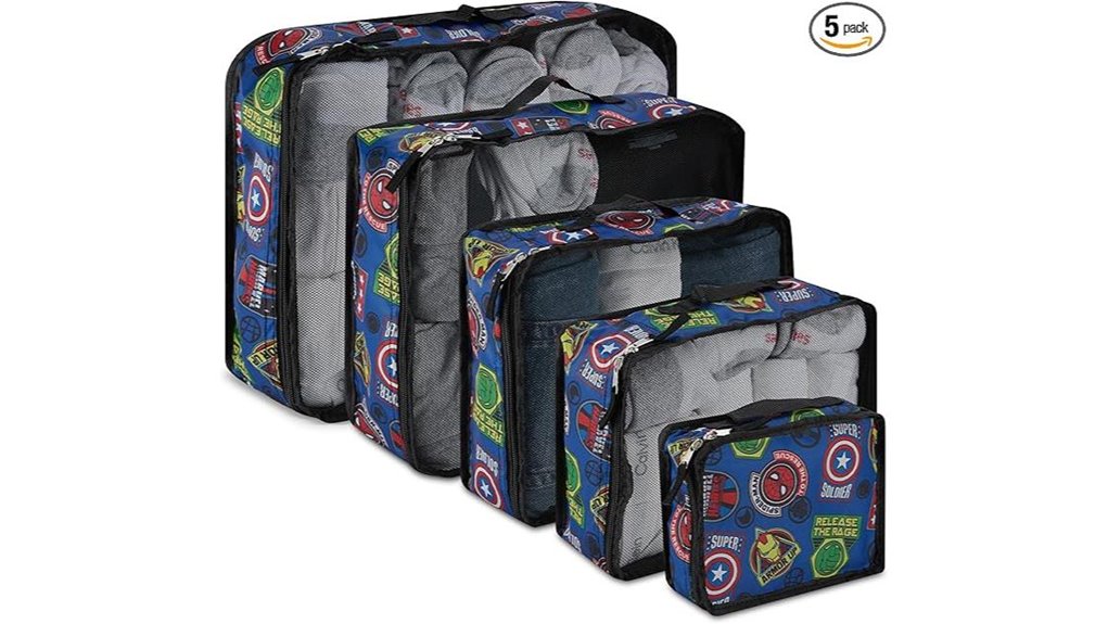 marvel 5 piece packing cubes