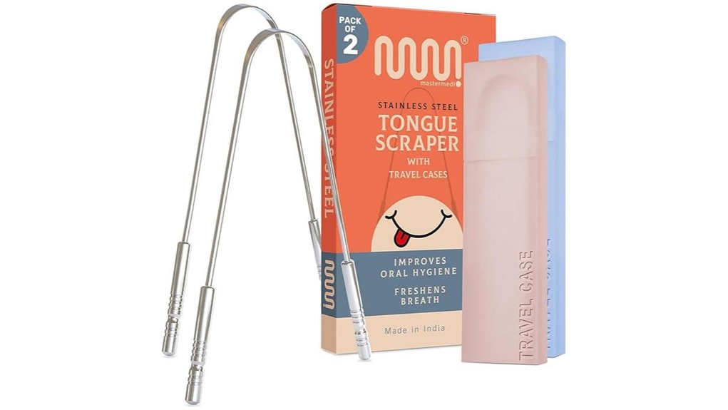 Best Travel Tongue Scrapers: Case Included for On-the-Go Use 2 mastermedi 2 pack tongue scraper