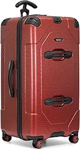 Checked Luggage with Strong Corner Bumpers for Max Protection 11 maxporter red hardside trunk