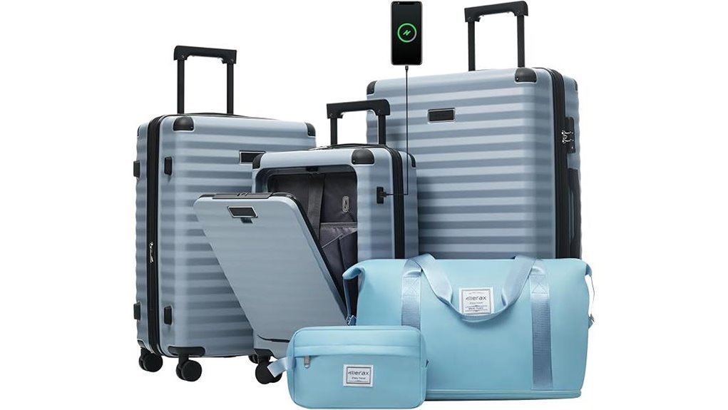 Top Luggage with Front-Open Compartments (Hotel-Friendly) 1 merax 3 piece usb lock