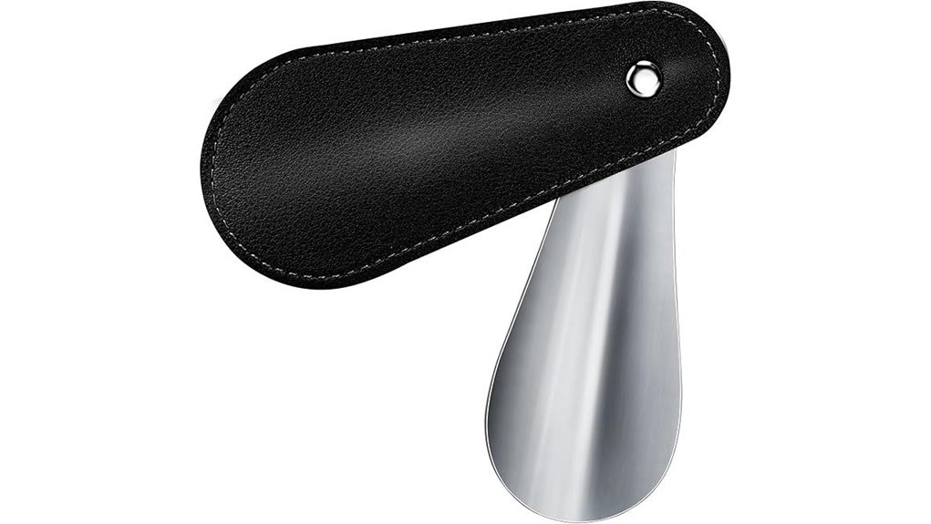 Collapsible, Sturdy Travel Shoe Horns for Comfortable Steps 5 metal 4 5 inch black horn