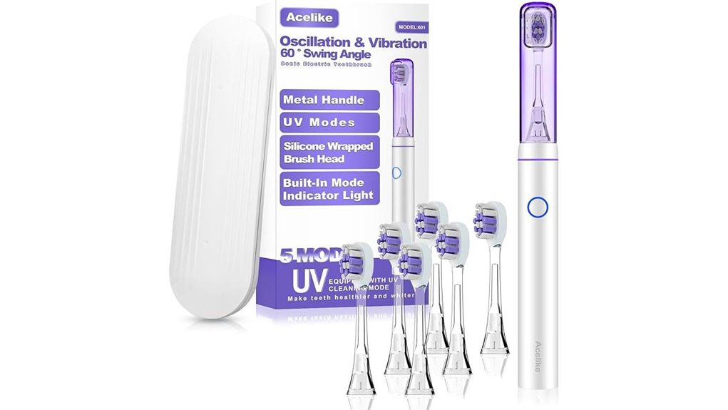 Top Electric Toothbrushes for Travel (Case + Battery) 8 metal uv 5 mode brush