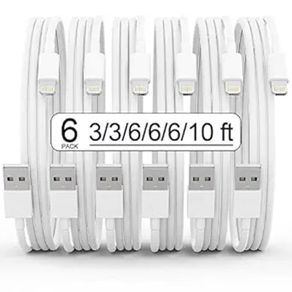 Top Travel Charging Cable Kits (Short + Long) for Jet‑Setters 6 mfi lightning 6 pack cables