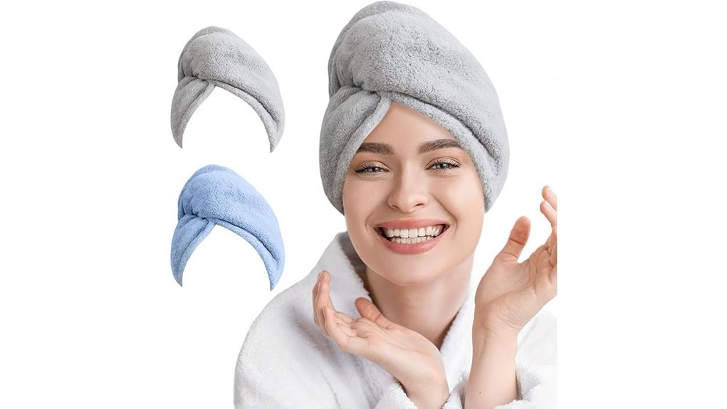 Microfiber Hair Towels (Quick Dry Turbans) That Save Hours 13 microfiber dual lightgrey skyblue